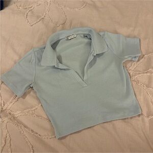 Zara Light Blue Crop Top